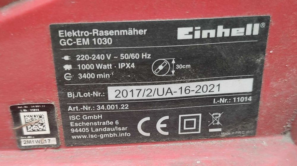 Газонокосилка электрическая Einhell GC-EM 1030 для умелых рук.