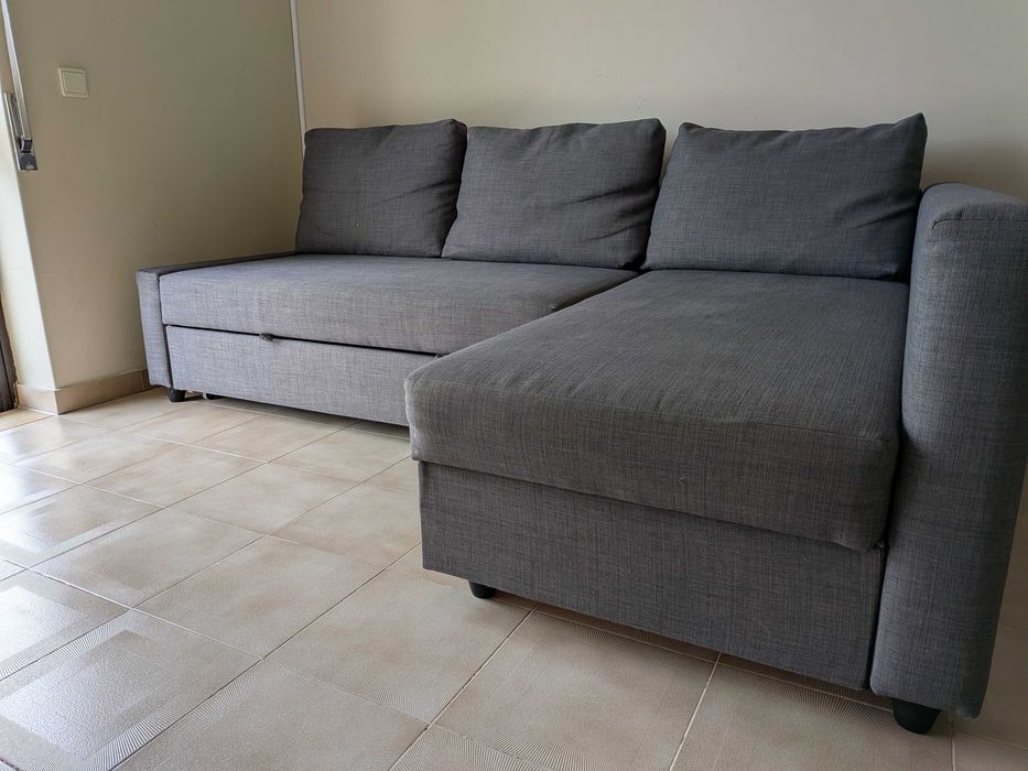 Sofá-cama de canto com arrumação Friheten Ikea cinzento escuro
