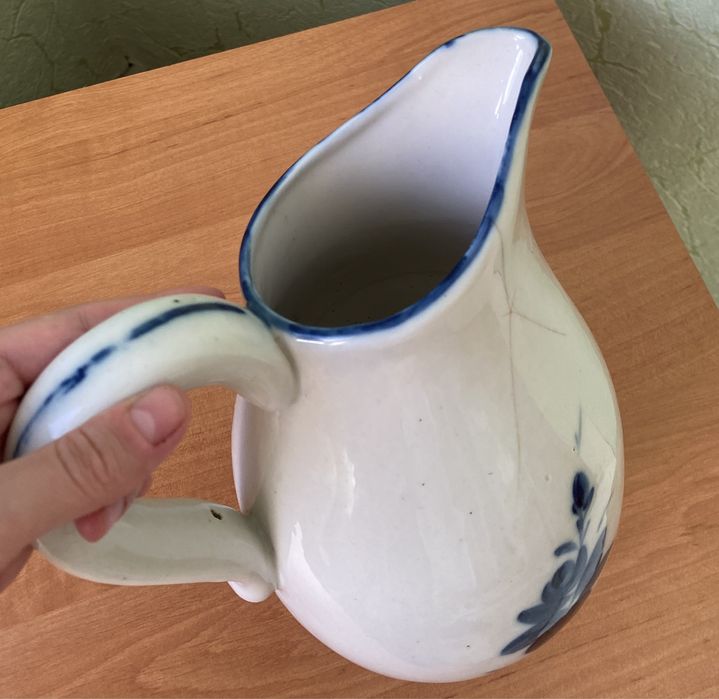 Колекційний фарфоровий великий старовинний глечик кувшин, Полонне