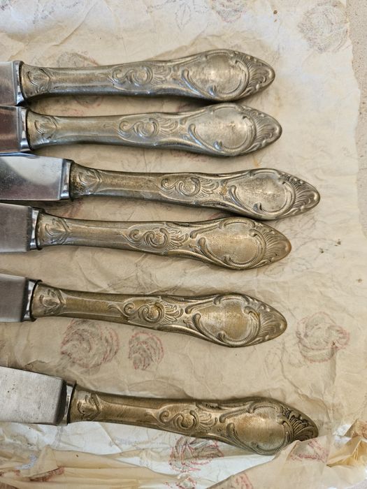 6 faças vintage prata