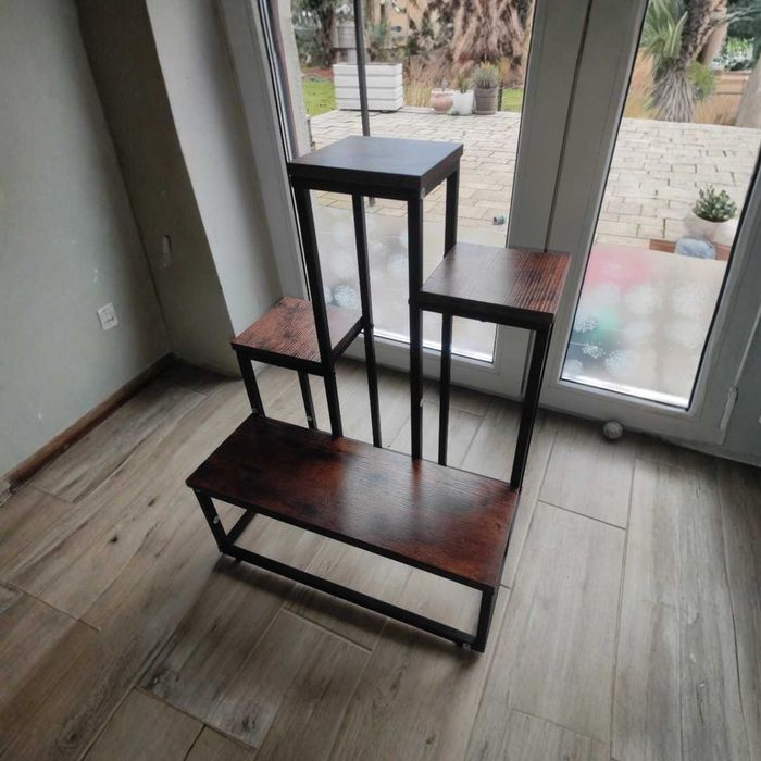 Kwietnik Stojak na Kwiaty Rośliny Ozdobny Metalowy Drewniany Duży Organizer na Doniczki