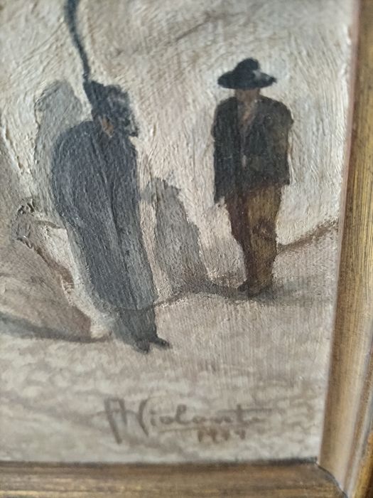 Aldeia alentejana a óleo, original, pelo pintor alentejano Violante