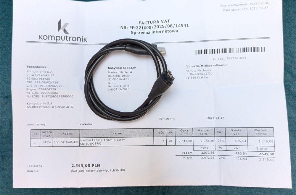 Garmin Fenix E 47mm gwarancja zadbany
