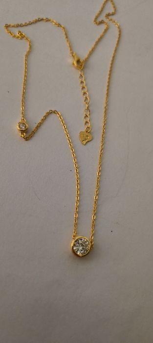 Colar zircónia em prata dourada