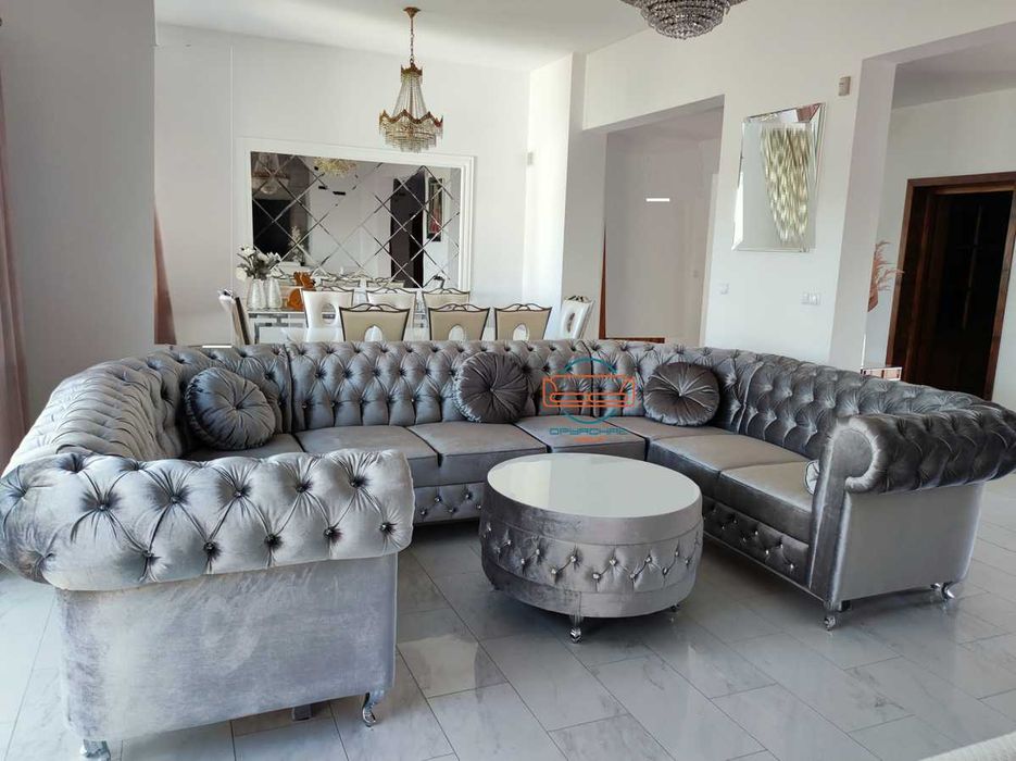 PRODUCENT Naroznik chesterfield XXL glamour pikowany kryształki NR.777