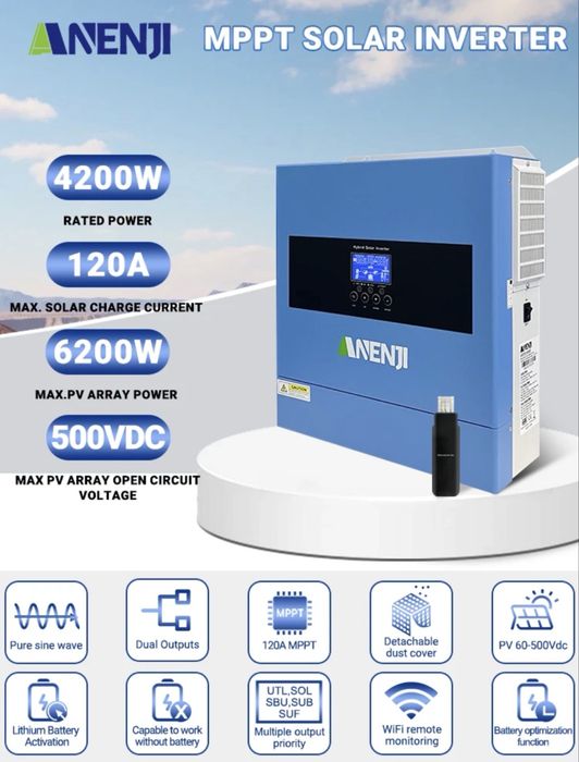 Anenji 4200W 24V 【 WiFi 】гібридний інвертор ‼️