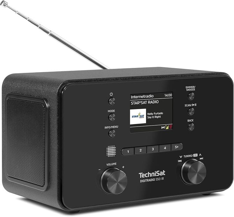 TechniSat DIGITRADIO 550 IR – Стерео інтернет-радіо (DAB+, FM, Wi-Fi, Bluetooth, керування за допомогою додатку, будильник) чорний