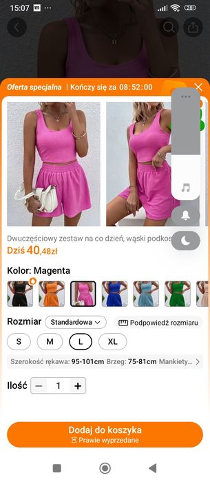 Komplet spodenki/top L
