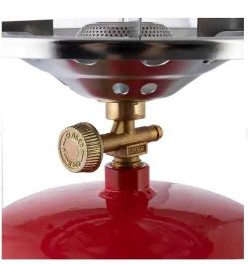 Газовий балон з нагрівачем та пальником для готування їжі