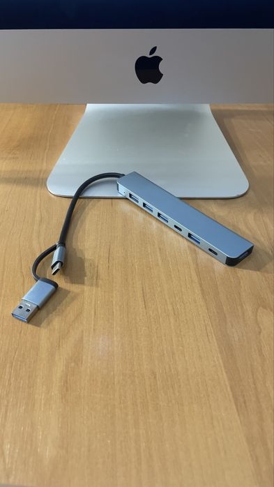 Хаб 7 в 1, hub, адаптер, розгалужувач type-c usb