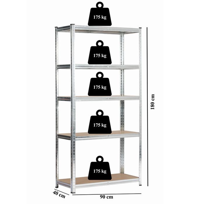 Regał magazynowy metalowy 180x90x40 700kg