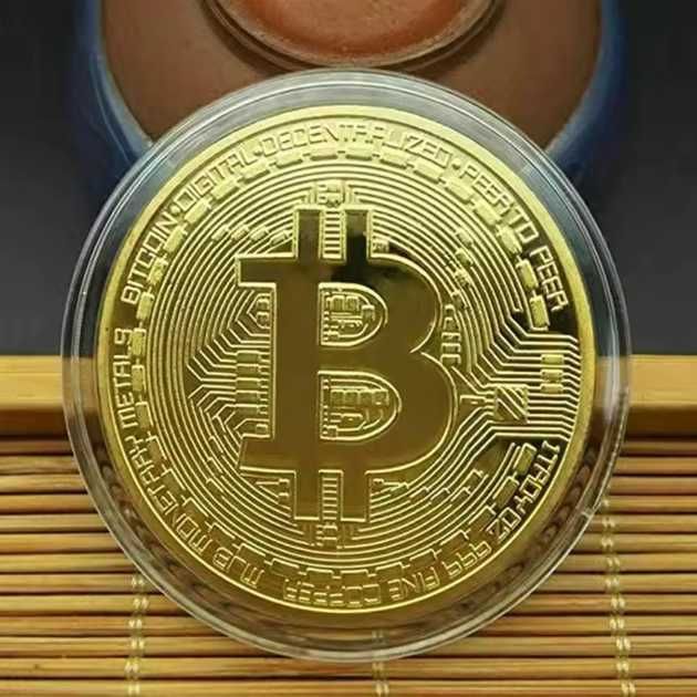Сувенірна колекційна монета Біткоїн (Bitcoin) в чохлі-капсулі