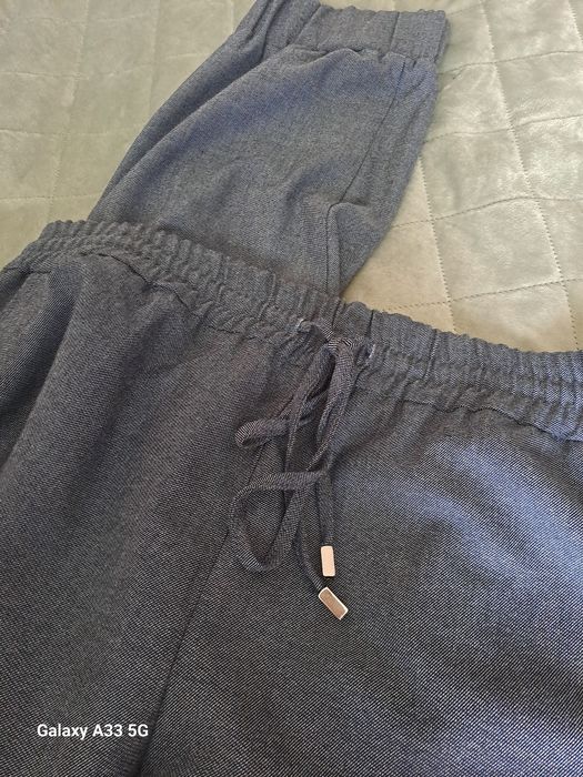 Spodnie joggery ze ściągaczami indygo Zara XL
