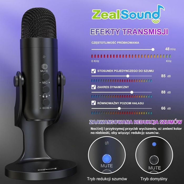 ZealSound mikrofon USB do nagrywania, streamingu