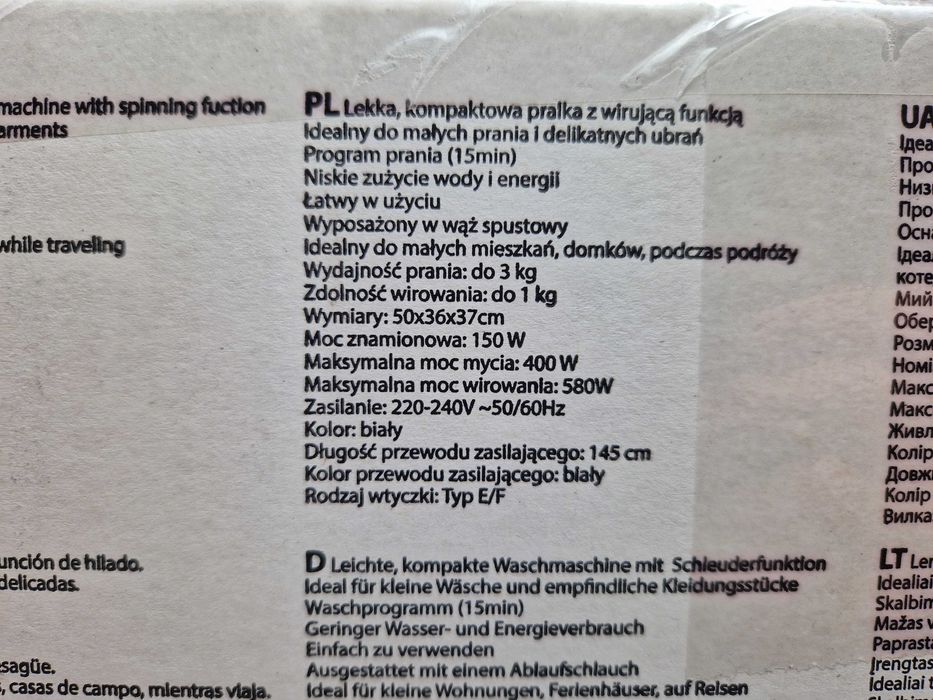 Pralko-Wirówka trustyczna MS 8053 - Kompaktowa, 3KG, Wirowanie