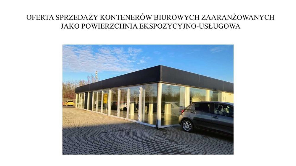 Pawilon kontenerowy 18x10 m - handlowy z dużą witryną