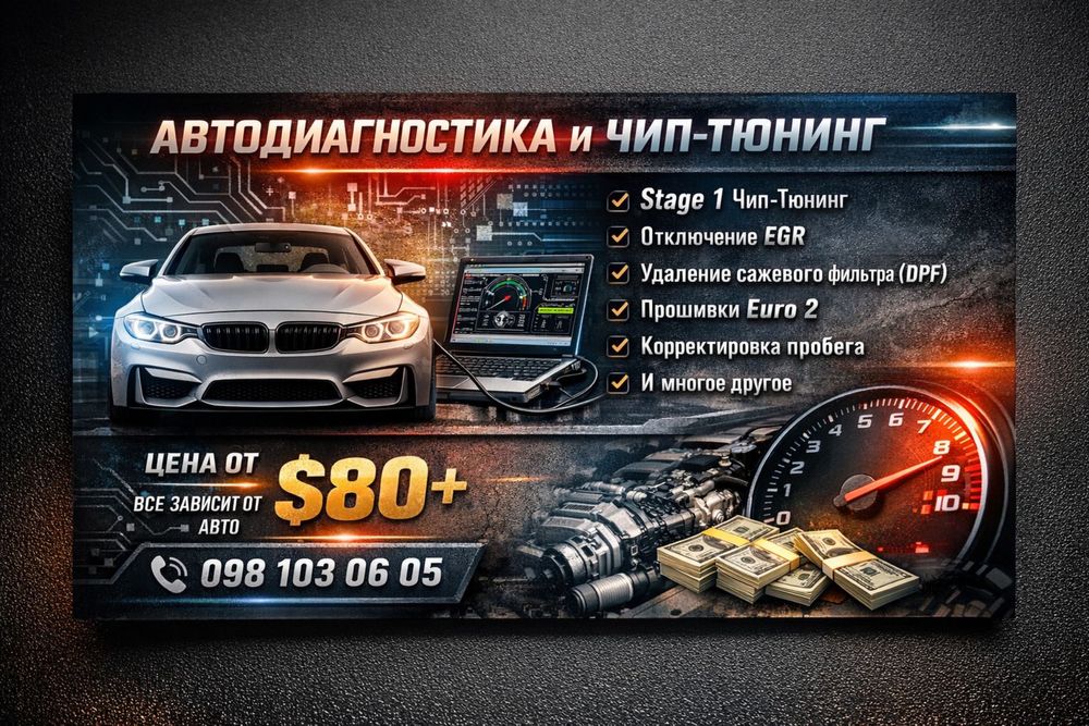 Профессиональная компьютерная диагностика и чип-тюнинг автомобилей.