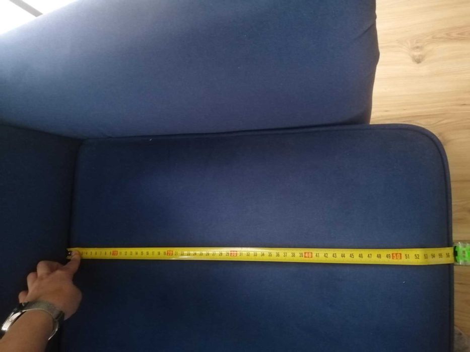 fotel typu uszak - granatowy welur