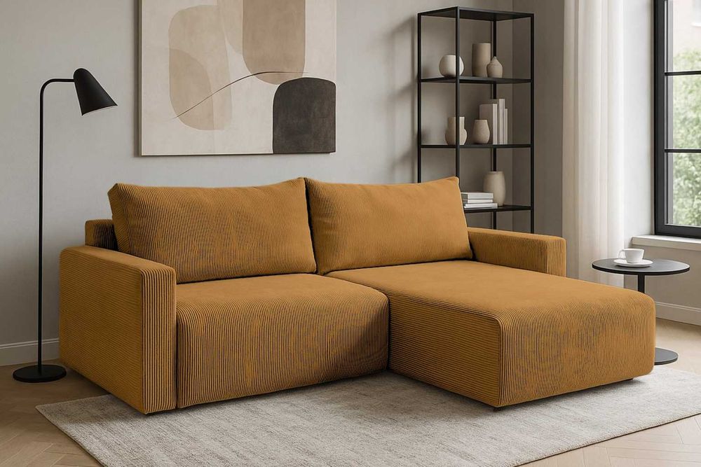 Narożnik Bergamo. Rogówka. Sprężyny bonell, pojemnik, automat, sztruks