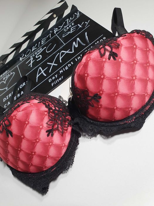 Koronkowy Push up + wkładki powiększające 75B