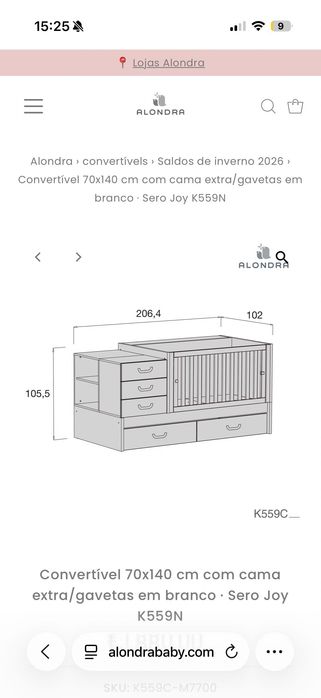 Berço Bebé Convertivel Alondra
