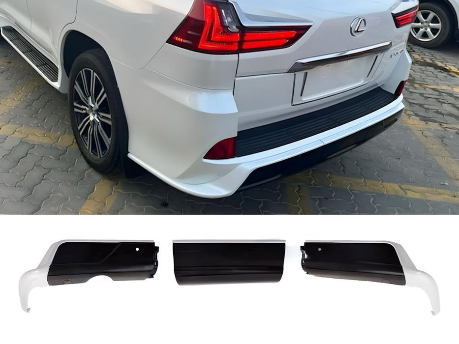 Обвес юбка заднего бампера  Lexus LX 570 450d 2015 2016 2017 2018 2019 2020 2021 2022 цвет белый