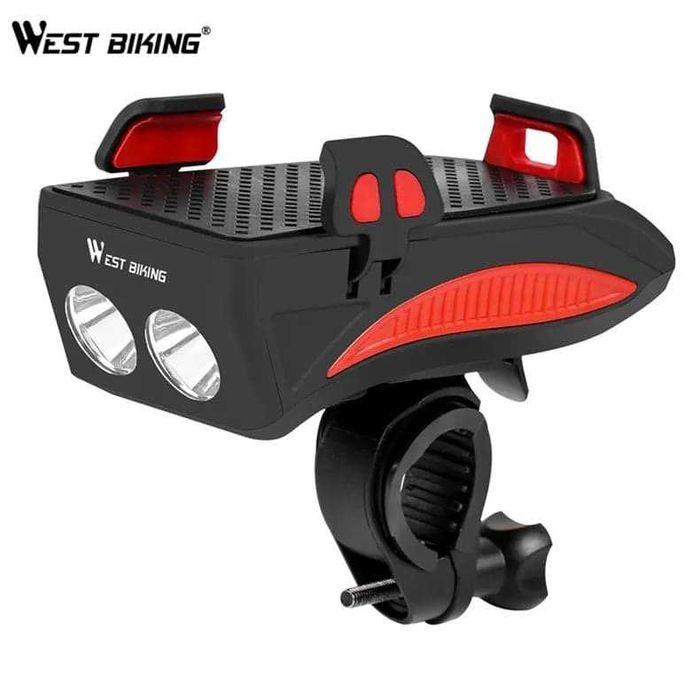 Велофара West Biking 4 в 1 с держателем телефона велофонарь