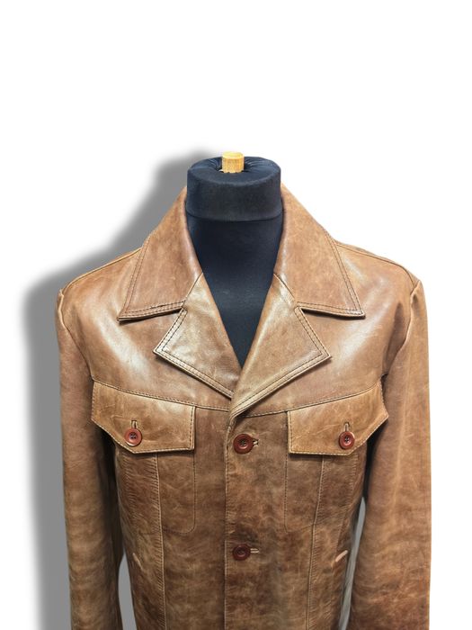 Kurtka skórzana NEXT męska brązowa 100% skóra – NOWA z metką | M