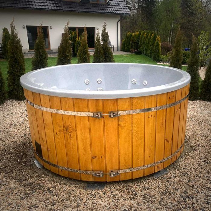 Balia ogrodowa 225cm piec zewnętrzny ruska bania beczka hot tub spa