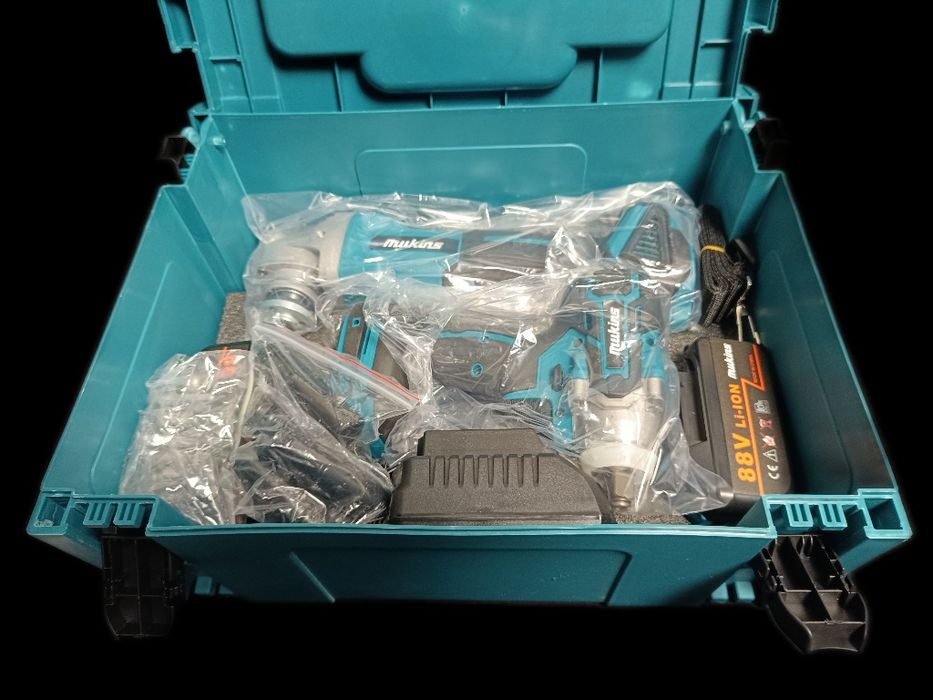 Kit 3 Máquinas (Novo) | Berbequim + Impacto + Rebarbadora | Comp. Maki