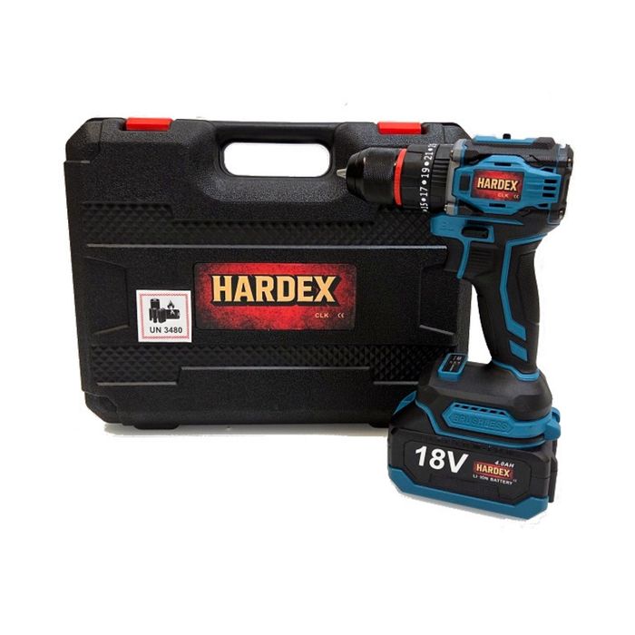 HARDEX Wiertarko-wkrętarka bezszczotkowa 0–1450 rpm 2 x AKU 4.0 Ah