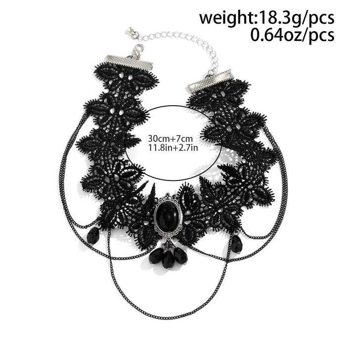 Czarny, koronkowy naszyjnik Choker.