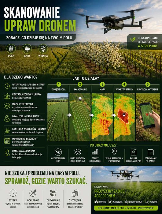 Monitoring upraw dronem – mapowanie pól, NDVI, analiza multispektralna