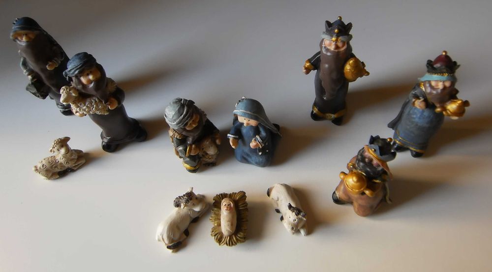 Presépio em Artesanato 1980's | Conjunto de 11 Figuras Pintadas à mão