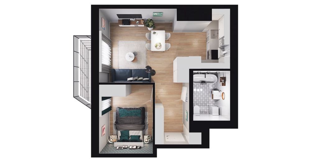 2-pokojowe mieszkanie 41m2 + balkon Bez Prowizji
