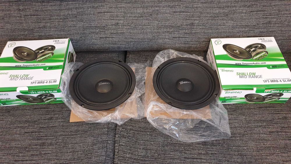 Par de colunas slim, mid range 8 polegadas 200watts rms