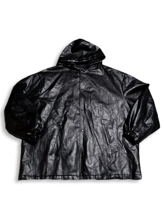 Skórzana kurtka z kapturem boxy oversize wiatrówka bomberka Opium SWAG