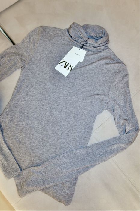 Лонгслів ZARA лонг сірий водолазка трикотажна прозора кашемір intimissimi