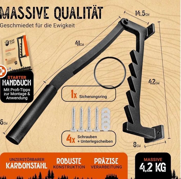 Pancerna Łuparka Ścienna do Drewna BEAR CLAW (4,2 kg) – Kompletny Zestaw