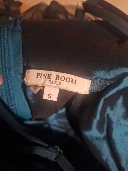 Długa sukienka wieczorowa butelkowa zieleń XS/S