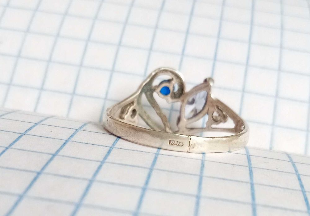 Вінтажне Кольцо колечко з каменями Срібло 925 проба Розмір 16,6 Вінтаж