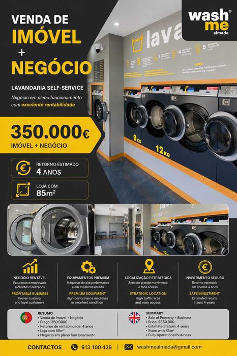 Loja com negócio de Lavandaria Self Service | Shop with Self Service Laundry