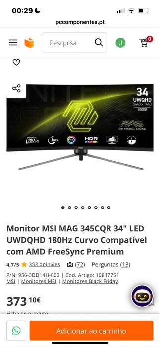 Monitor MSI MAG 345CQR 34
