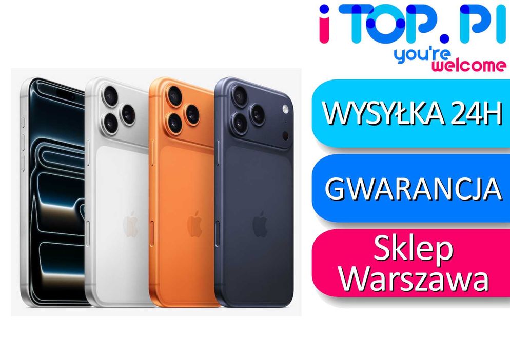 iPhone 17 Pro 256GB Różne kolory FIZYCZNY SIM - Jak nowy - Oryginalne pudełko + oryginalny kabel - GWARANCJA APPLE - Sklep iTop Pasaż Muranów Lokal 32