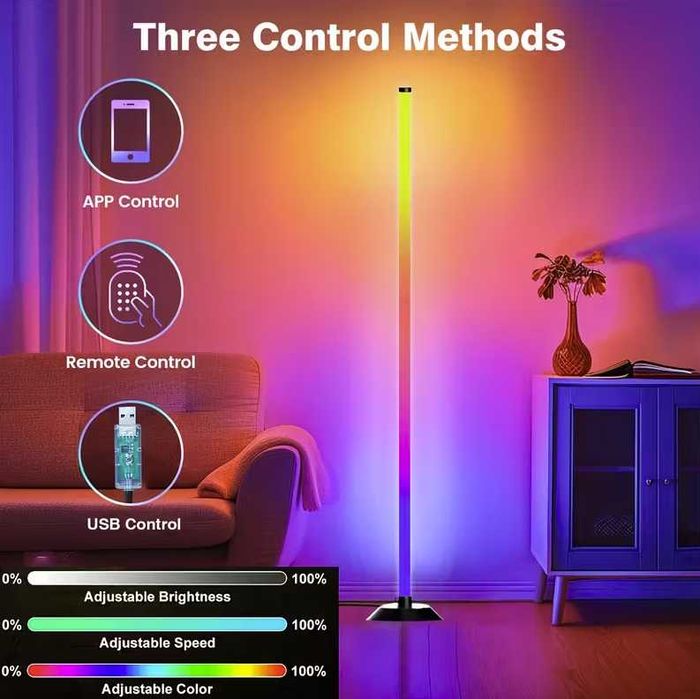 Кутова Підлогова Лампа - Розумна RGB IC LED