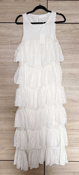 Nowa sukienka falbany NA-KD ‘Flounce Detail Maxi Dress’ r. 36