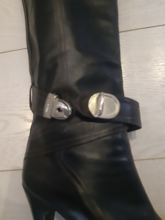 Kozaki na obcasie. Skóra,  Brąz. 38. Made in Italy