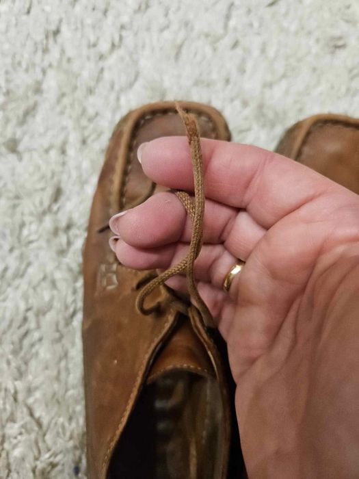 Skórzane brązowe buty 36 znoszone mokasyny