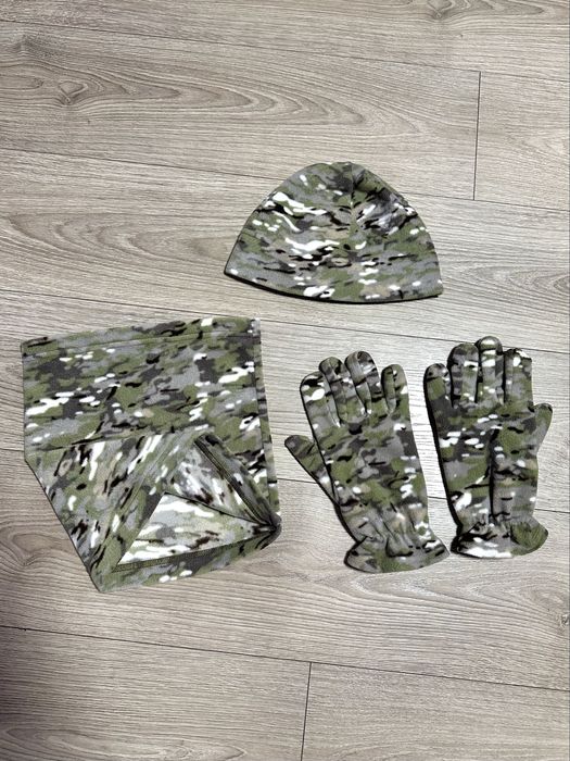Флісовий, військовий комплект: рукавички, шапочка, хомут/бафф (Unisex)