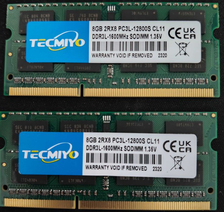 Kit RAM 16GB (2x8GB) DDR3L 1600MHz SODIMM Tecmiyo (Para Portátil)